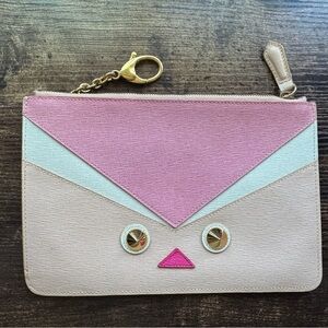 Fendi Monster Eyes Pink Penguin Clutch w/ Chain